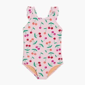 J.Crew// Girls' cherry ruffle-strap one-piece swimsuit